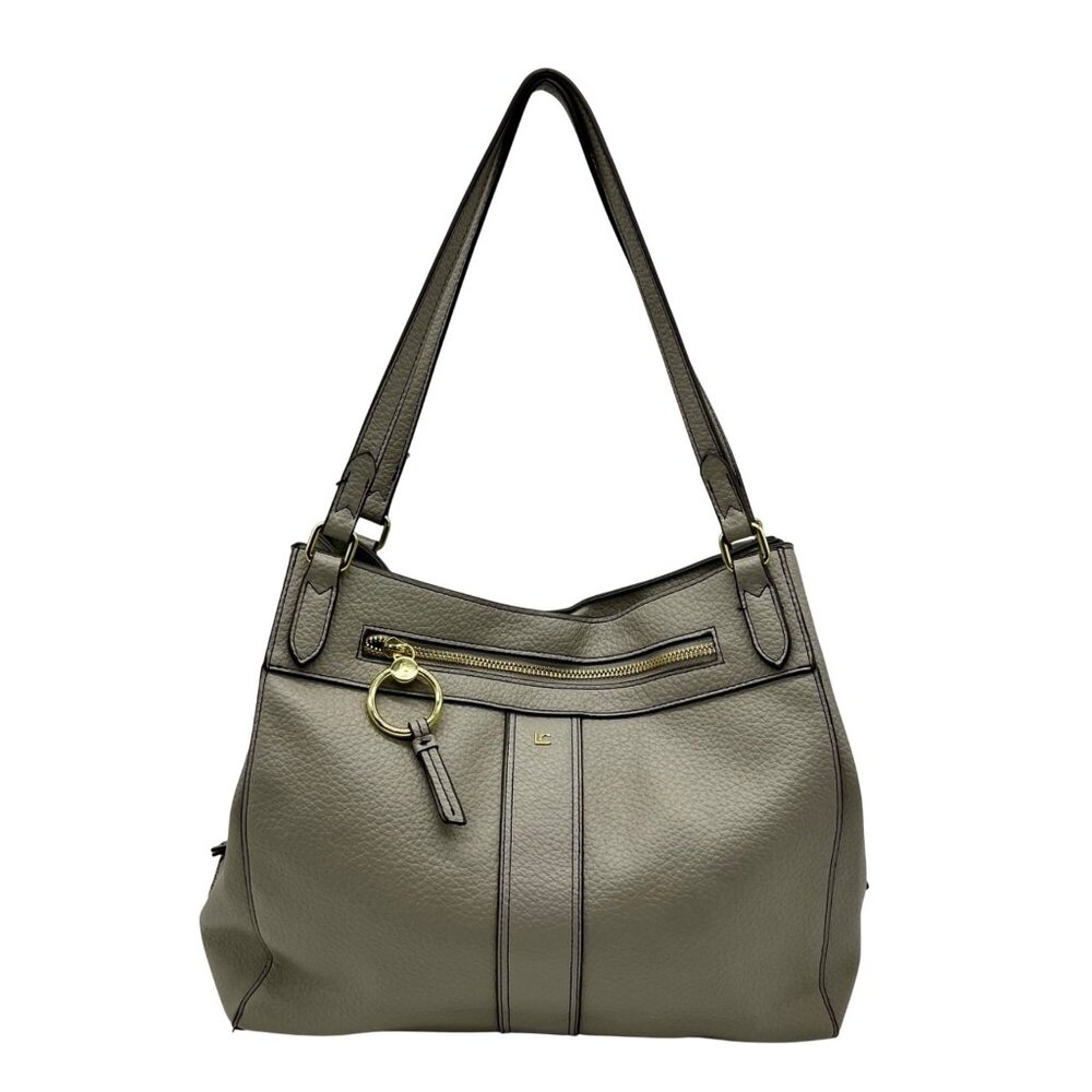Liz Claiborne Light Grey Leather Shoulder Bag